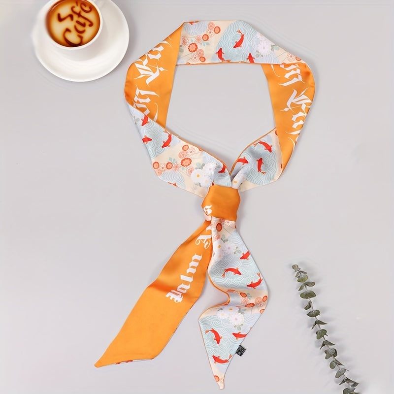 Animal & Flower Printed Neckerchief Long Skinny Scarf Headband Gift