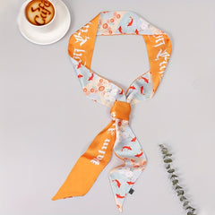 Animal & Flower Printed Neckerchief Long Skinny Scarf Headband Gift