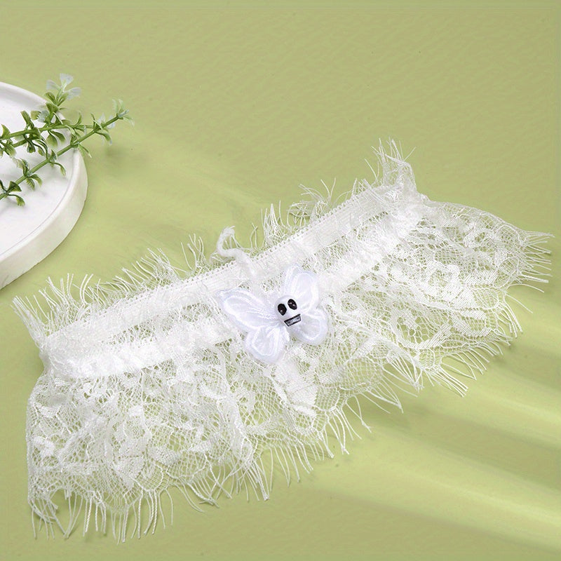 Lace Leg Band Sexy Elastic Leg Straps With Butterfly Shape Ghost Face Ornament