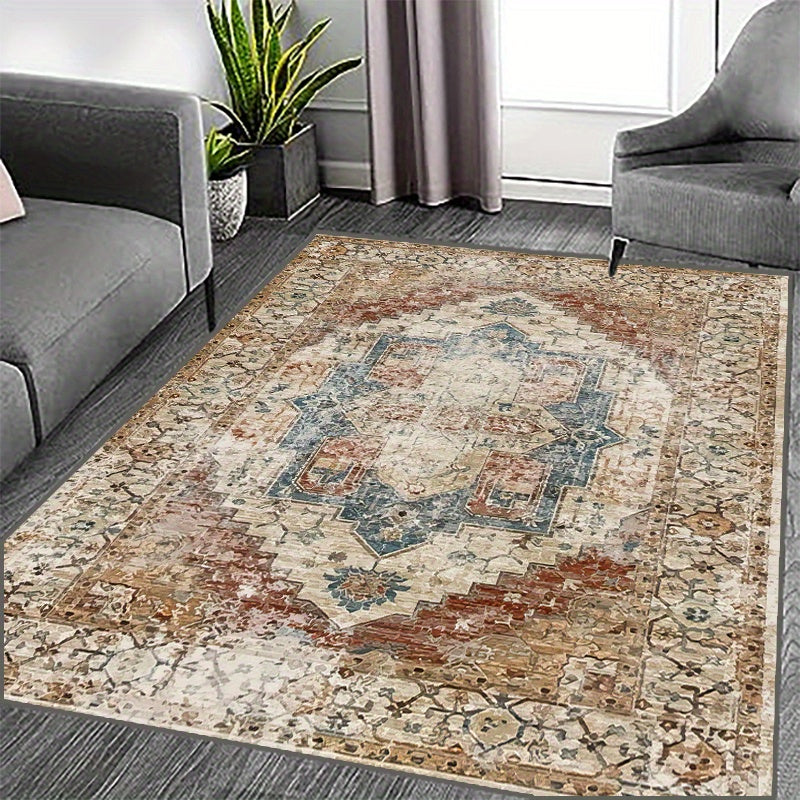 Boho Kitchen Rug Large Soft Vintage Rug Non-slip Backing
