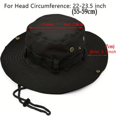 Foldable Bucket Hat Sun Hat Drawstring Boonie Hat Wide Brim Cap