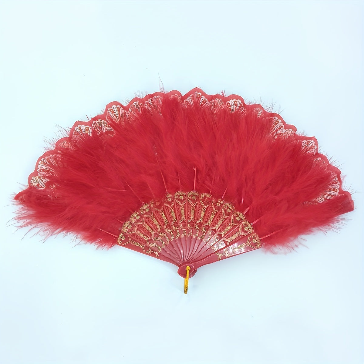 Red Plush Folding Fan Dance Performance Props
