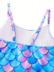 Mermaid Costume Swimsuit Bikini for Girls Gradient Fish Scale Print
