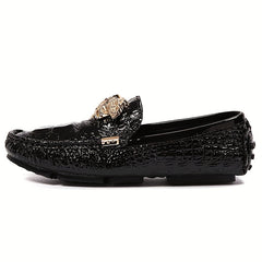 Men's Crocodile Print Loafers with Metallic Decor Anti-skid Sole