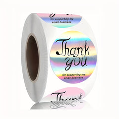 500 Pcs Rainbow Laser Thank You Stickers 2.54 cm Seal Label Packaging Supplies