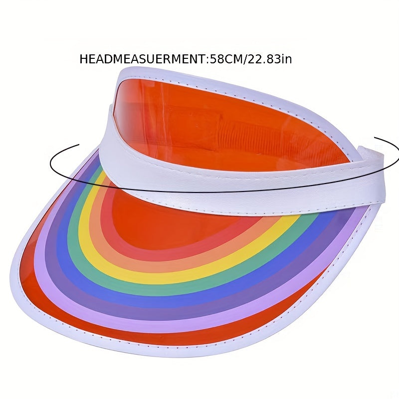 PVC Rainbow Elastic Visor Hats UV Protection Sun Hats