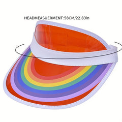 PVC Rainbow Elastic Visor Hats UV Protection Sun Hats