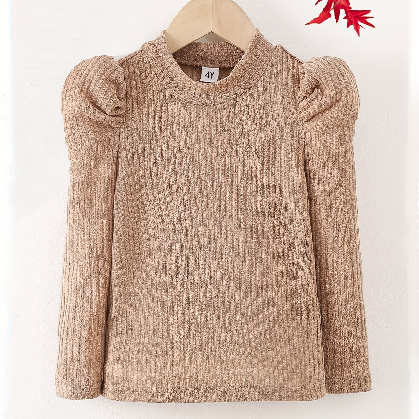 Girls Knit Sweater High Shoulder Long Sleeve Top