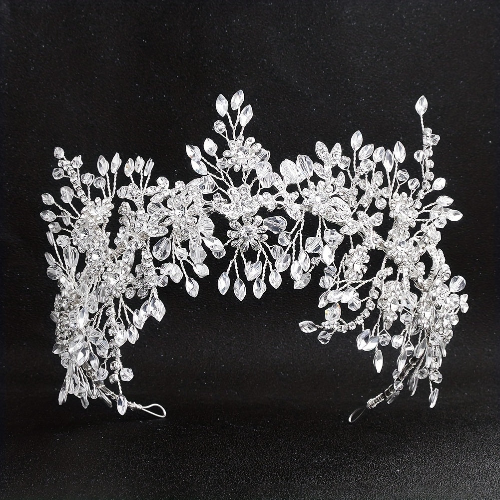 Bridal Rhinestone Flower Headband Set