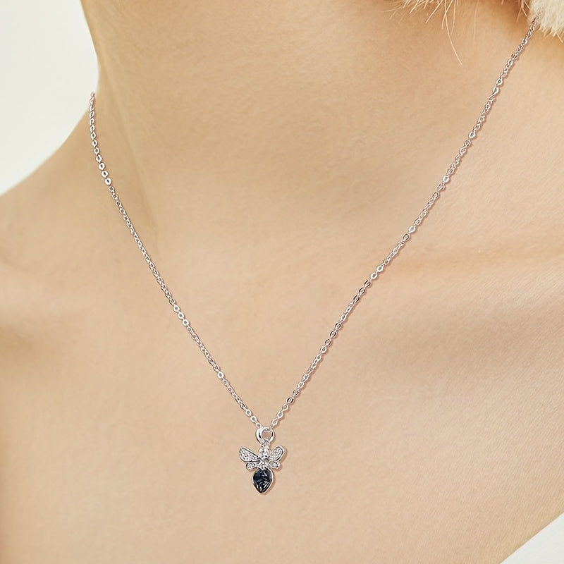 Bee Necklace Heart Shaped Crystal Bumblebee Pendant Jewelry