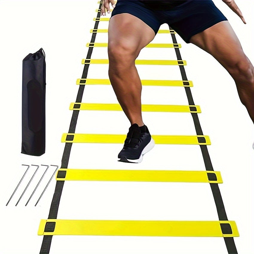 Sports Agility Training Ladder Set with Storage Bag and Ground Nails