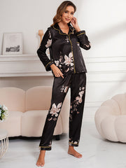Floral Print Pajama Set Long Sleeve Top & Pants