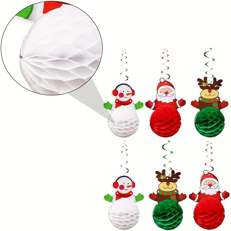 6pcs Christmas Swirl Garland Santa Claus Hanging Swirl Decoration