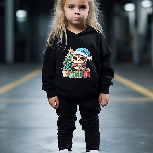 Girls Christmas Animal Pattern Sweatshirt Top Sweatpants Set