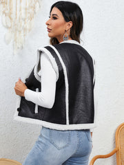 Solid Button Front Sleeveless Warm Vest Women's Clothing