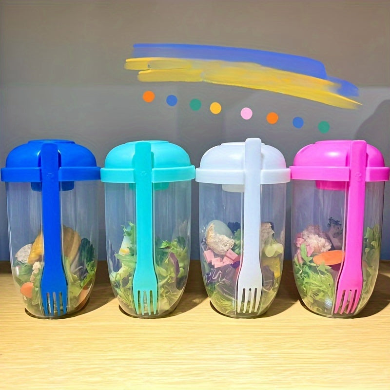 Thickened Transparent Salad Cup with Fork, Portable Breakfast Cup, Office Use