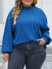 Casual Knit Top Solid Lantern Sleeve Round Neck Jumper