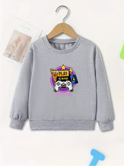 Kids Game Machine Print Sweatshirt Girls Graphic Pullover Top