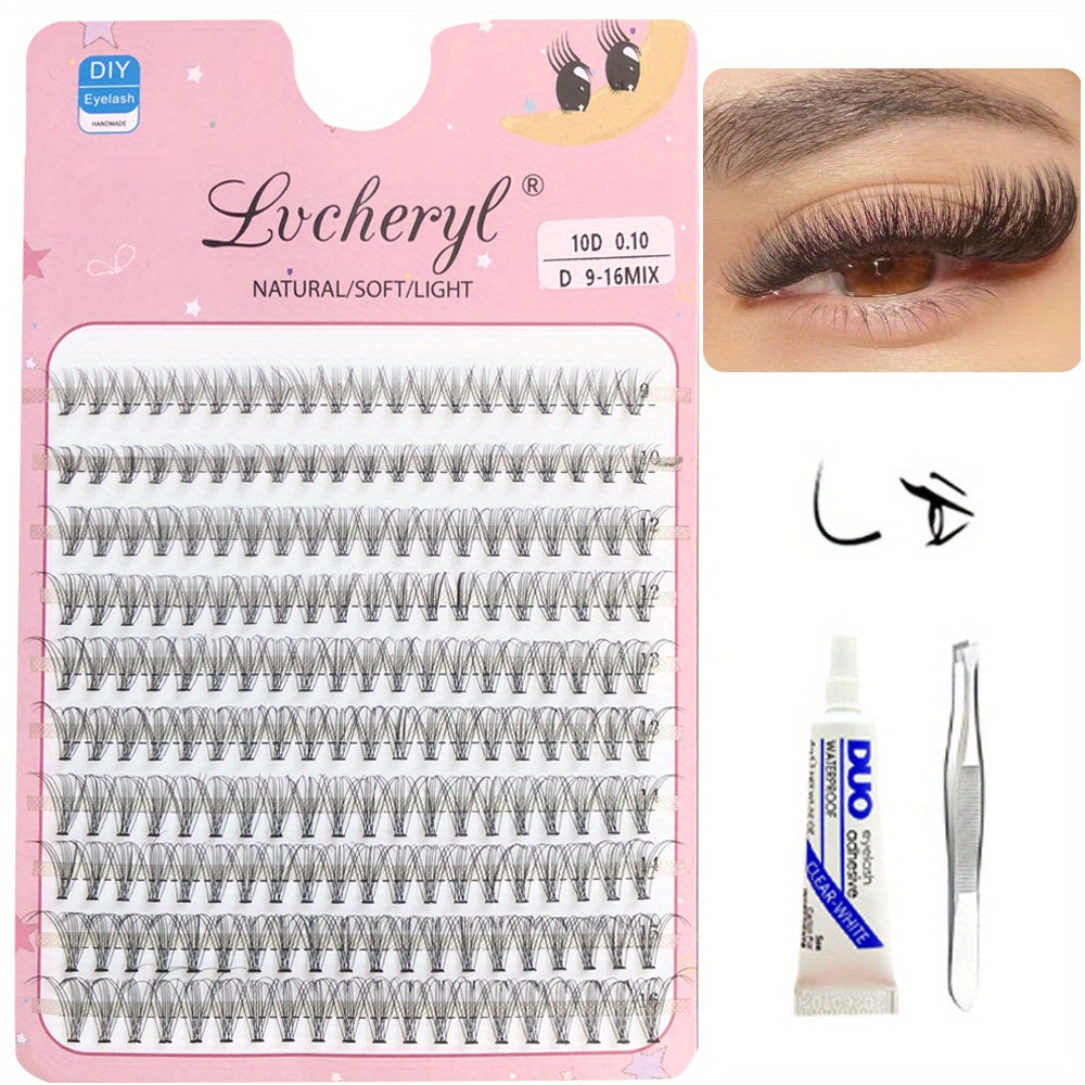 200pcs D Curling Cluster Eyelash Set 9-16mm with Tools