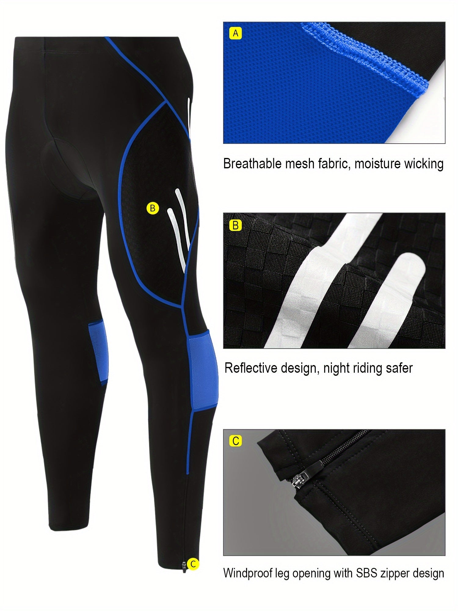 Reflective Men's Cycling Pants 4D Padding Pocket Lightweight