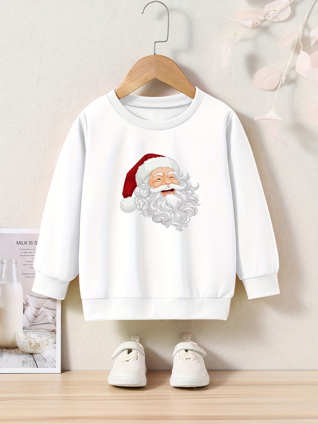 OERYUI Kids Santa Print Pullover Top Spring Fall Christmas Sport