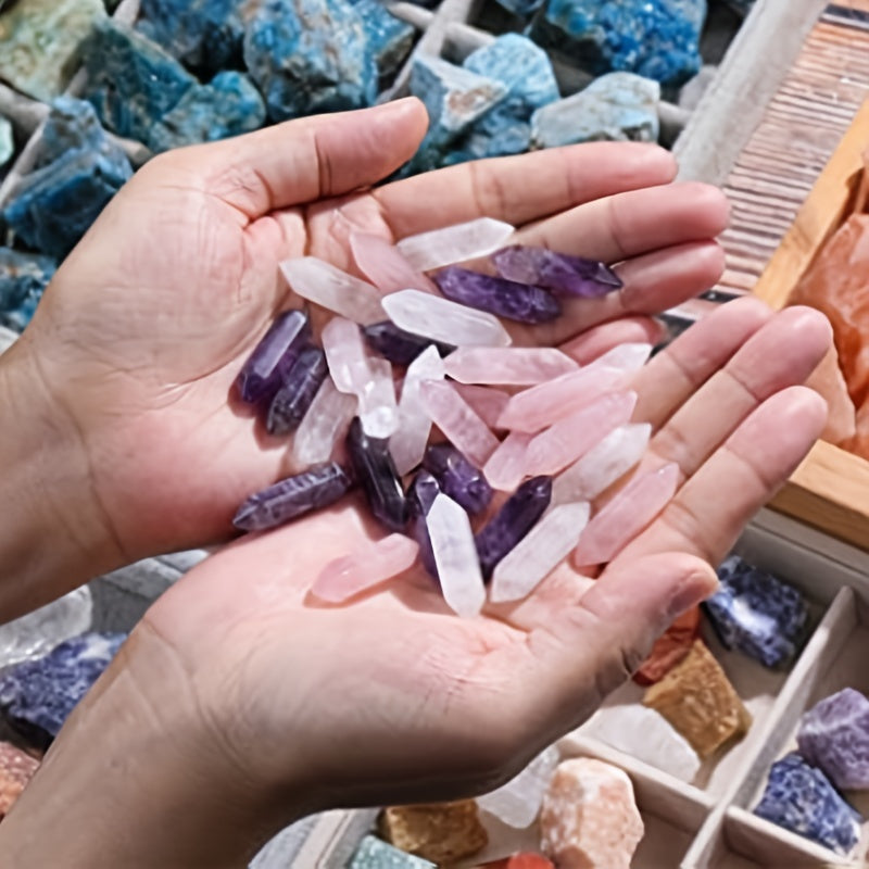 3pcs Healing Crystal Stones Set - Amethyst, Rose Quartz, Clear Quartz