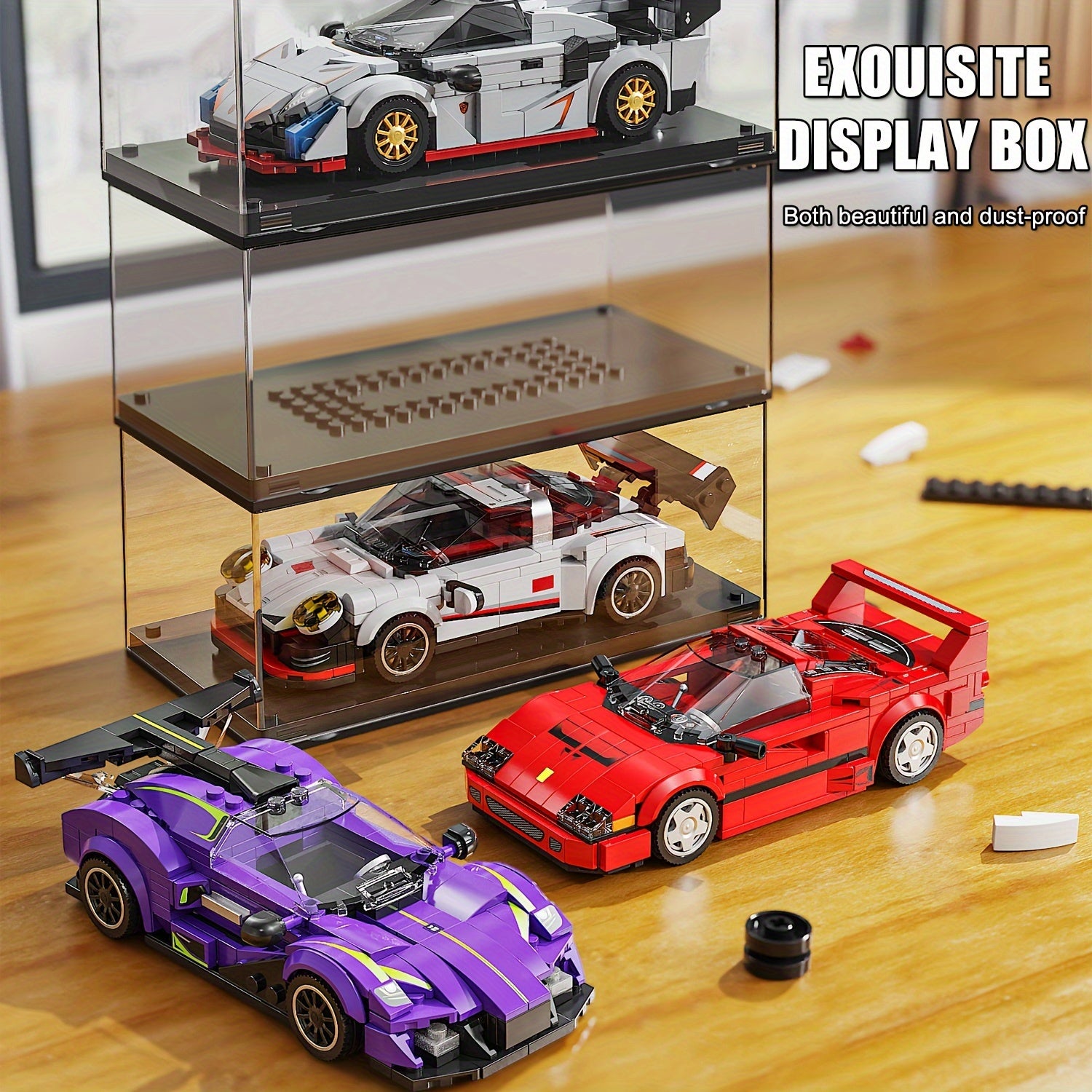 TYCOLE 316pcs Racing Car Model Set with Display Case Purple ABS Construction Toy