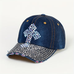 Vintage Rhinestone Y2K Denim Baseball Cap