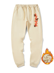 Men's Casual Fire Love Butterfly Sherpa Fleece Drawstring Sweatpants