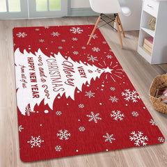 Christmas Tree Printed Floor Mat Merry Christmas Kitchen Rug