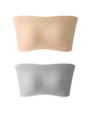 2pcs Strapless Bandeau Bras Comfy & Soft Stretch Everyday Bra