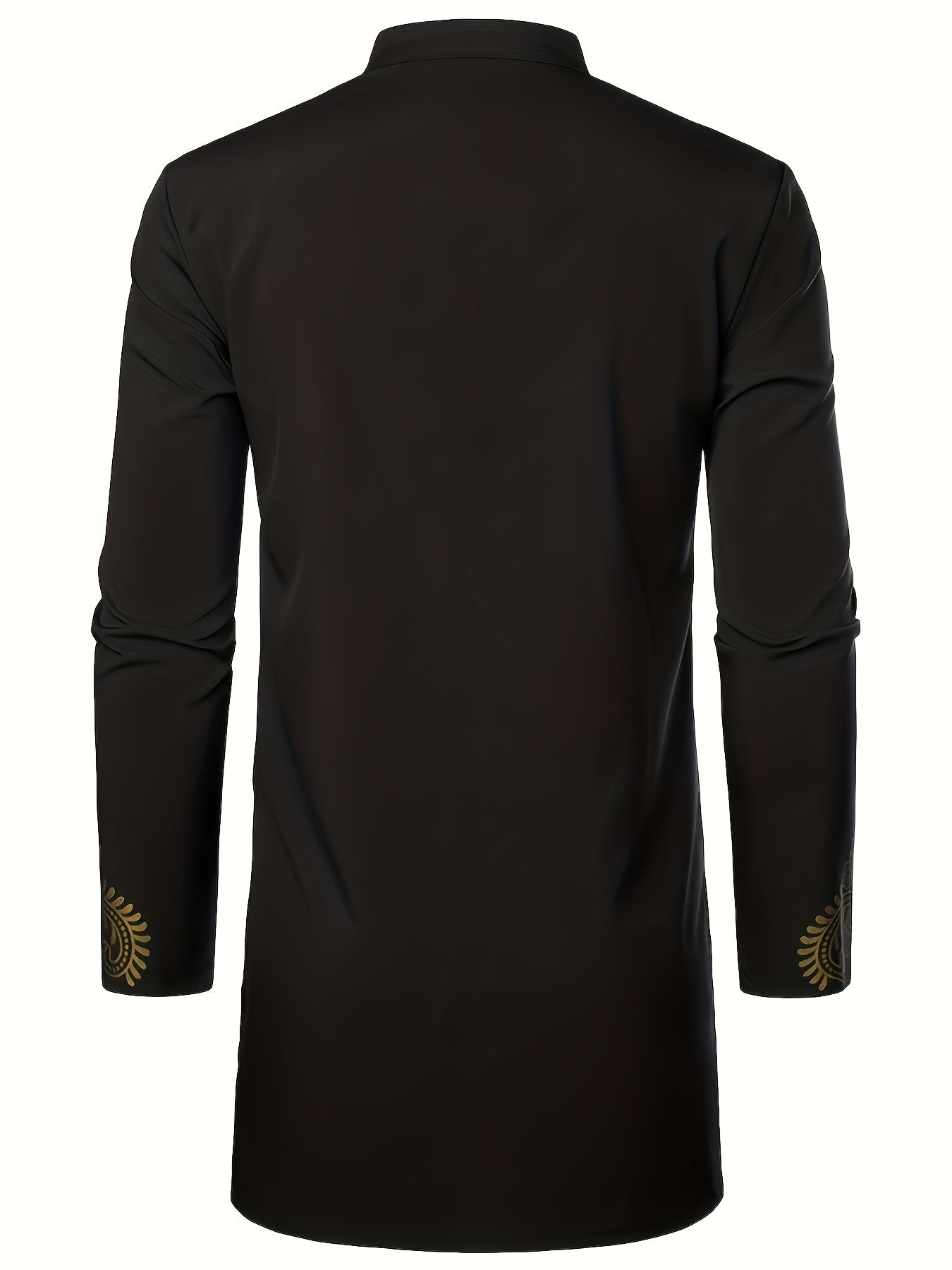 Men's Dashiki Shirt African Clothes Metallic Golden Print Long Sleeve