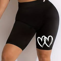Women's Plus Heart Print High Rise Biker Shorts