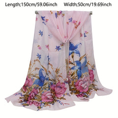 Women's Chiffon Silky Scarf Lily Lightweight Scarves Floral Print