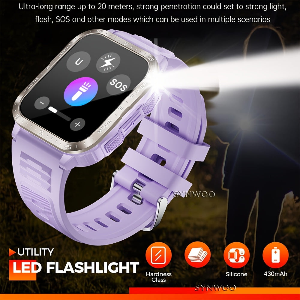 Synwoo Unisex Purple Smartwatch with LED Flashlight UV Light