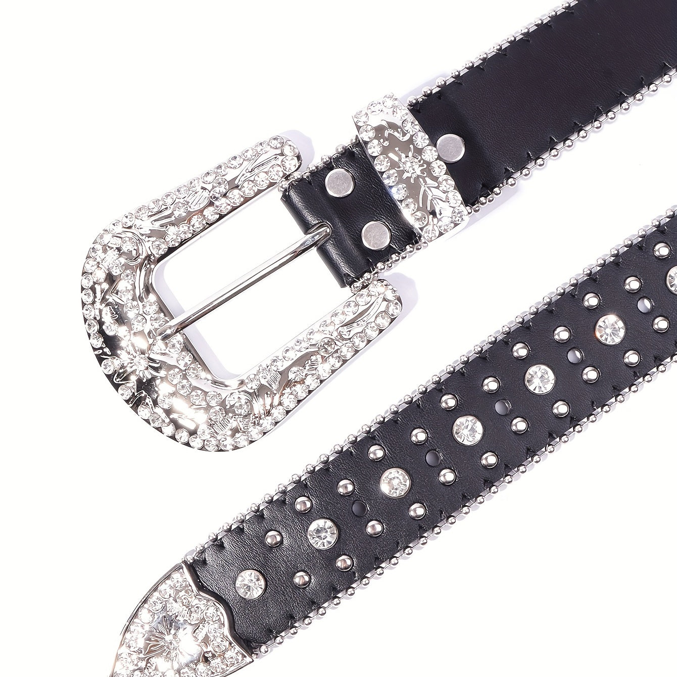 Western Cowboy Cowgirl Belt Rhinestone Rivet Sparkling Hip Hop Belt