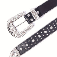Western Cowboy Cowgirl Belt Rhinestone Rivet Sparkling Hip Hop Belt