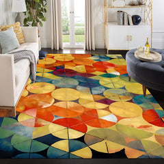 Colorful Christmas Area Rug Plaid Festive Print Holiday Rug Washable