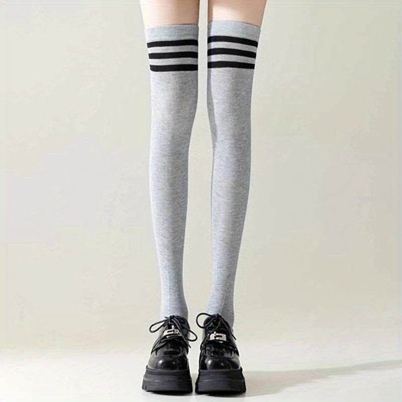 Striped Thigh High Socks Over The Knee All-match Stockings