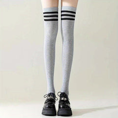 Striped Thigh High Socks Over The Knee All-match Stockings