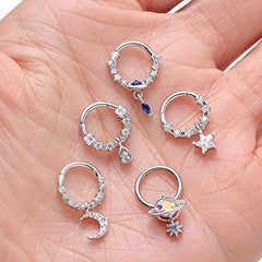 Zircon Inlaid Septum Nose Ring Body Piercing Jewelry