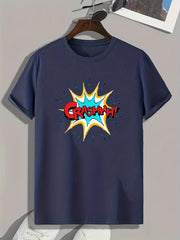 CRASH Pattern Print Men's Comfy Sports T-shirt Graphic Tee