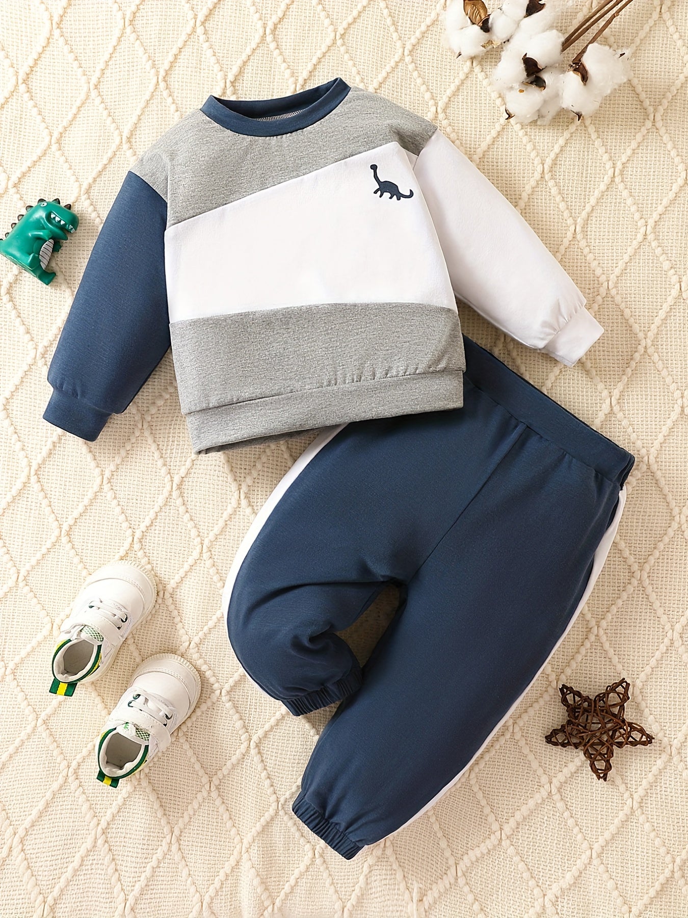 Baby's Casual 2pcs Block Stitching Sportswear Set