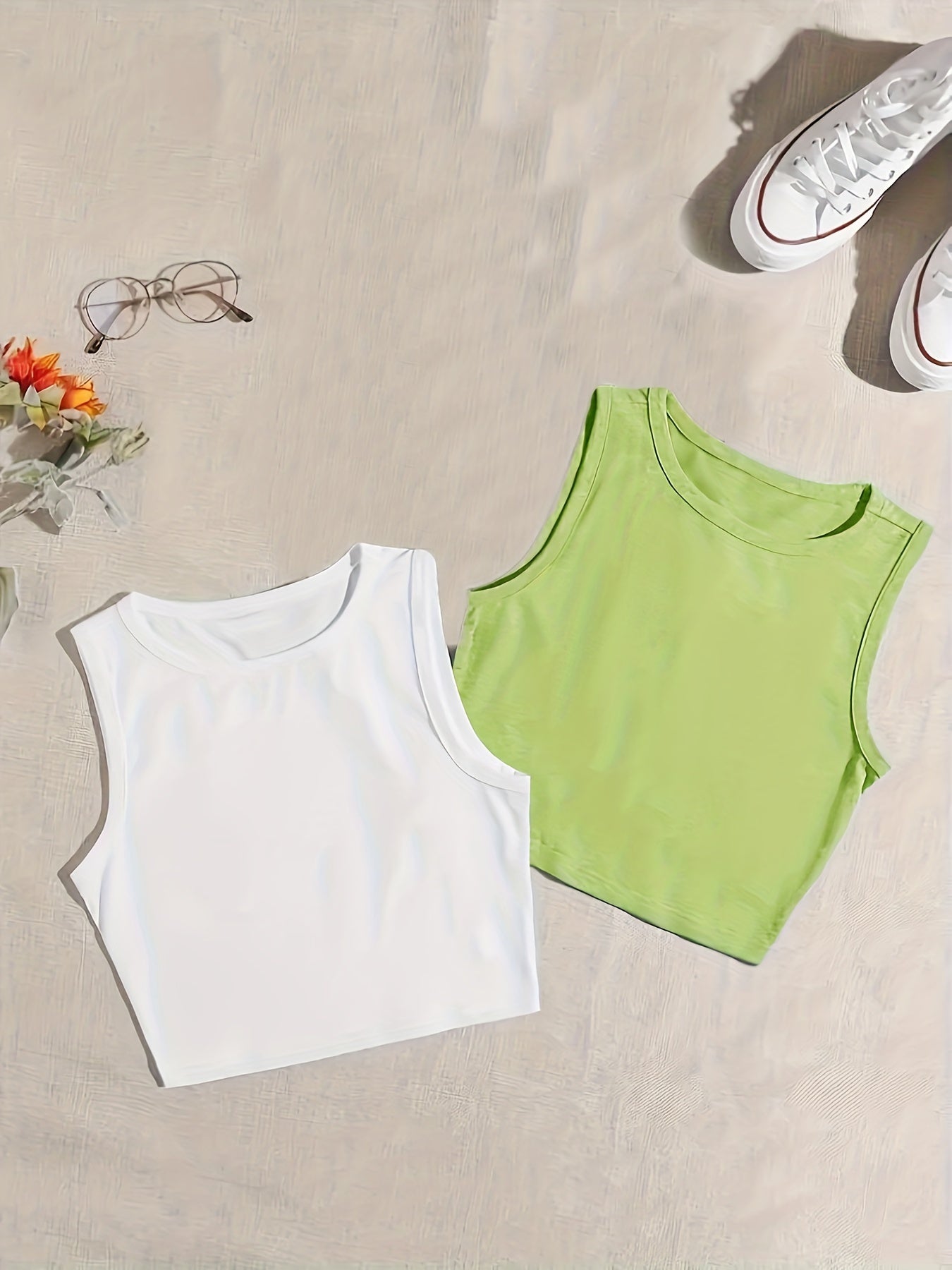 2 Pack Y2K Sleeveless Crop Tank Tops Summer Women's Clothing