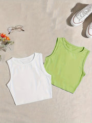 2 Pack Y2K Sleeveless Crop Tank Tops Summer Women's Clothing