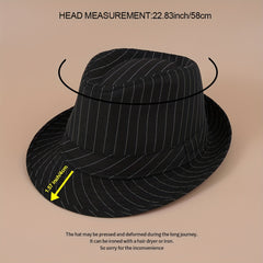 Solid Striped Jazz Fedora Cap Lightweight Summer Sun Hat