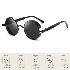 Steampunk Round Metal Sunglasses UV400 With Case