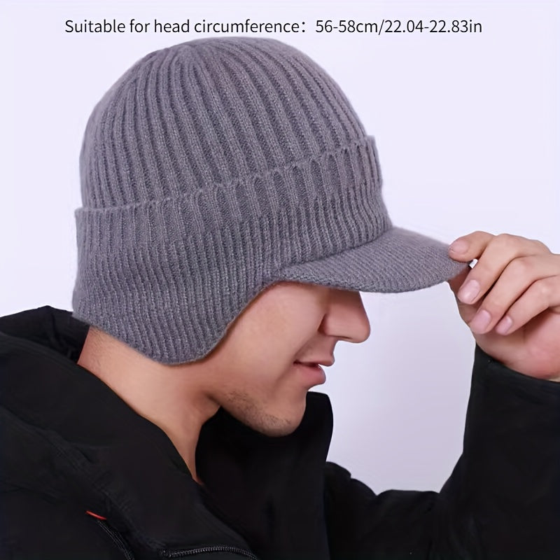 Men's Protective Woolen Winter Hat with Ear Protection