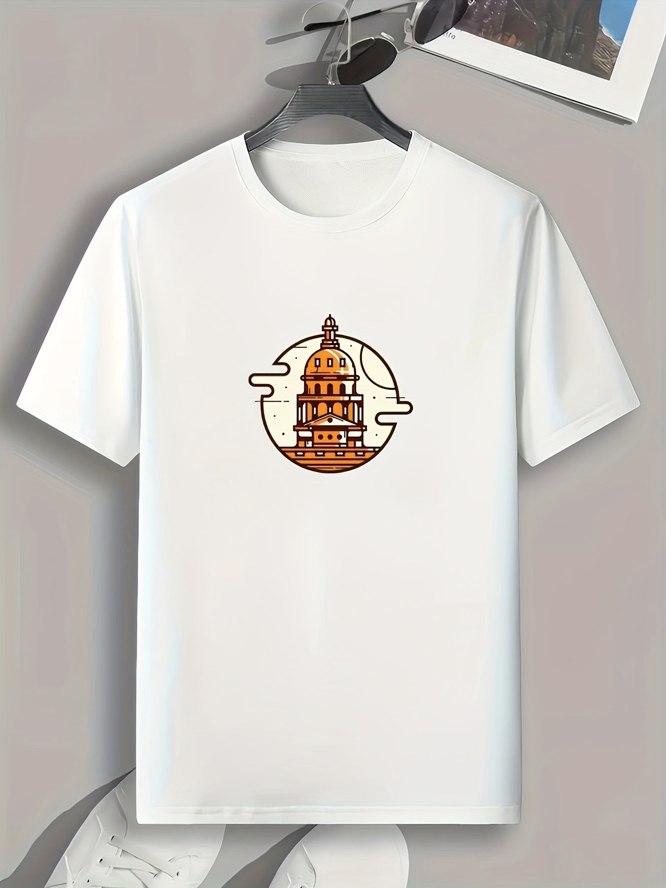 Castle Print Men's Comfy T shirt - Outdoor Summer Tee