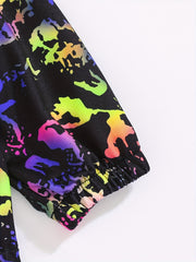 Girls Glow In The Dark Graffiti Hooded Jacket Windbreaker